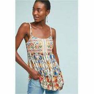 Anthro One September Fowler Embroidered Tank Top